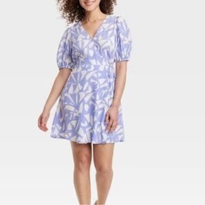 Floral Wrap Dress in Lavender and White